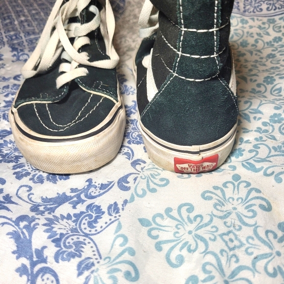 Vans Sk8 Hi Women's 5.5 Suede Canvas Skate Shoes Black White High Top Sneakers - Picture 4 of 4